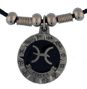 Picses Pewter Pendant on Beaded Leather Necklacepicses 