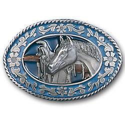 Pewter Belt Buckle - Horsehead and Saddlepewter 