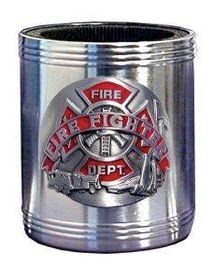 Can Cooler - Pewter Emblem Fire Fightercooler 