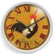 Rooster Whitewash Resin Wall Clock