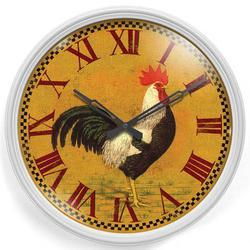 Rooster Whitewash Resin Wall Clockrooster 