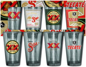 "Dos Equis" Brand 4pc Pub Glass Set.dos 