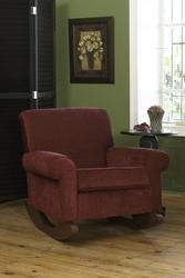 Upholstered Oxford Club Rocker- Rust Chenilleupholstered 