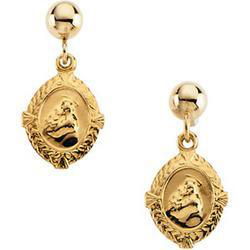 14K Yellow Gold St. Anthony Ball Dangle Earringsyellow 