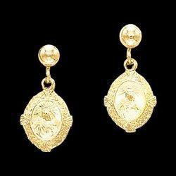 14K Yellow Gold Sacred Heart Of Jesus Ball Dangle Earringsyellow 