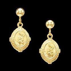 14K Yellow Gold Scapular Ball Dangle Earringsyellow 
