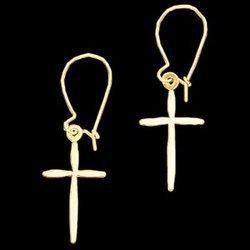 14K Yellow Gold Cross Ear Wire Earringsyellow 