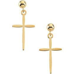 14K Yellow Gold Cross Ball Dangle Earringsyellow 
