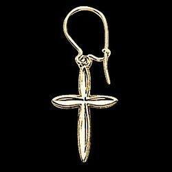 14K Yellow Gold Cross Ear Wire Earringsyellow 