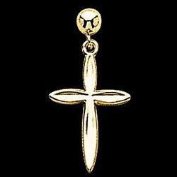 14K Yellow Gold Cross Ball Dangle Earringsyellow 