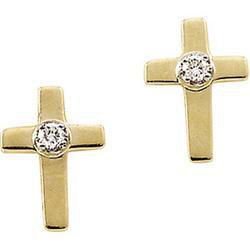 14K White Gold Diamond Cross Earringswhite 