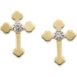14K Yellow Gold Diamond Cross Earringsyellow 