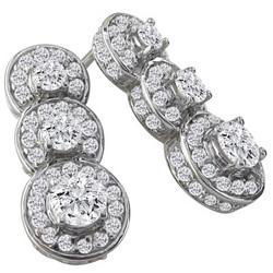 14K White Gold 3 Round Diamond Look Fashion Earrings (0.66 ctw, G-H, I1)white 