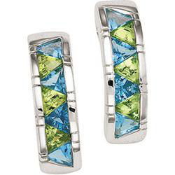 Sterling Silver Swiss Blue Topaz & Genuine Peridot Earringssterling 