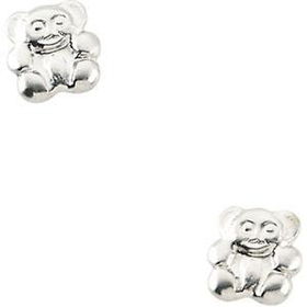 14K White Gold Children's Teddy Bear Earringswhite 