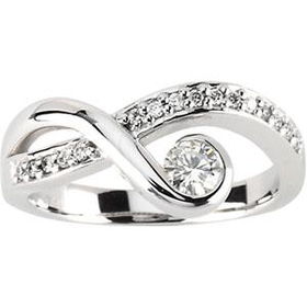 14K White Gold Created Moissanite & Diamond Ringwhite 