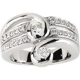 14K White Gold Created Moissanite & Diamond Ringwhite 