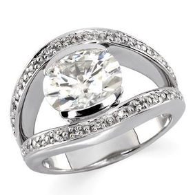 14K White Gold Created Moissanite & Diamond Ringwhite 