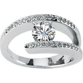 14K White Gold Created Moissanite & Diamond Ringwhite 