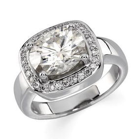 14K White Gold Created Moissanite & Diamond Ringwhite 