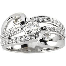 14K White Gold Created Moissanite & Diamond Ringwhite 