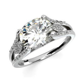 14K White Gold Created Moissanite & Diamond Ringwhite 