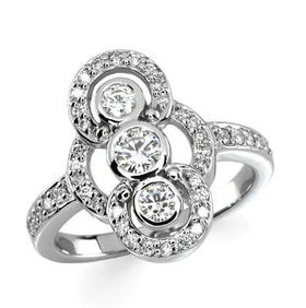 14K White Gold Created Moissanite & Diamond Ringwhite 
