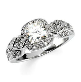 14K White Gold Created Moissanite & Diamond Ringwhite 