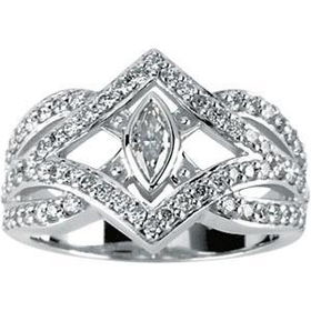 14K White Gold Created Moissanite & Diamond Ringwhite 