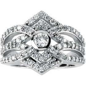 14K White Gold Created Moissanite & Diamond Ringwhite 