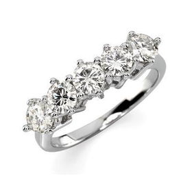 14K White Gold Created Moissanite Anniversary Band Ringwhite 