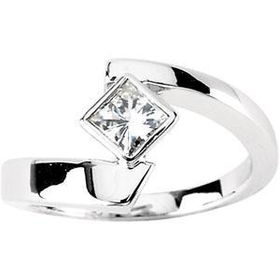 14K White Gold Created Moissanite Engagement Ringwhite 