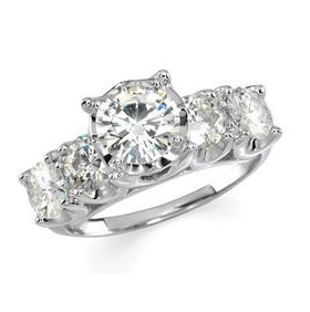 14K White Gold Created Moissanite Engagement Ringwhite 