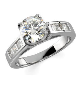 14K White Gold Created Moissanite Engagement Ringwhite 