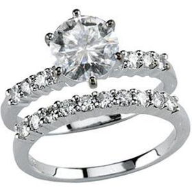 14K White Gold Created Moissanite Engagement Ringwhite 