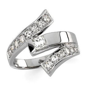 14K White Gold Created Moissanite Ringwhite 