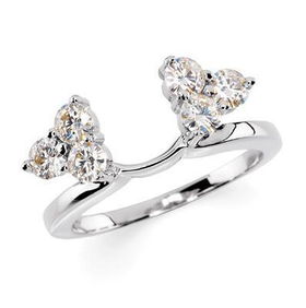 14K White Gold Created Moissanite Ring Guard Enhancerwhite 