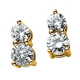 14K White Gold Created Moissanite Two Stone Round Earringswhite 