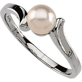 14K White Gold Cultured Pearl Ringwhite 