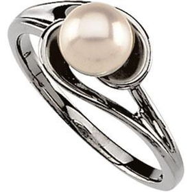 14K White Gold Cultured Pearl Ringwhite 