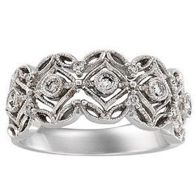 14K White Gold Diamond Bridal Anniversary Band Ringwhite 