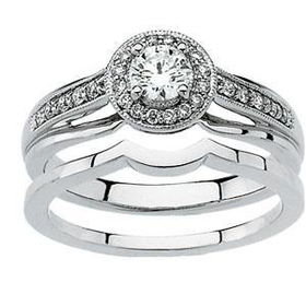 14K White Gold Diamond Bridal Engagement Ringwhite 