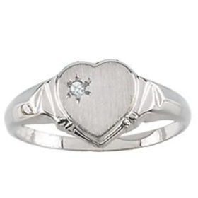 14K White Gold Diamond Children's Heart Ringwhite 