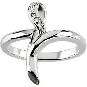 14K White Gold Diamond Cross Ringwhite 