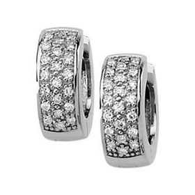 14K White Gold Diamond Hinged Earringswhite 