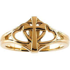 10K Yellow Gold Covenant Hearts Ring - Size 7yellow 