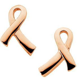 14K Rose Gold Breast Cancer Awareness Earringsrose 