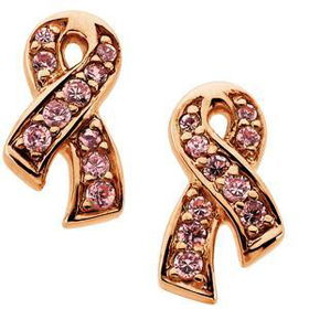 14K Rose Gold Breast Cancer Awareness Earringsrose 