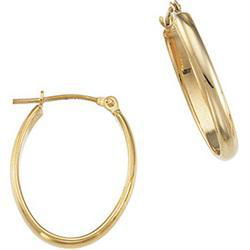 14K Yellow Gold Oval Half Round Tube Hoop Earringsyellow 