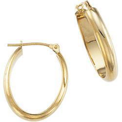 14K Yellow Gold Oval Half Round Tube Hoop Earringsyellow 